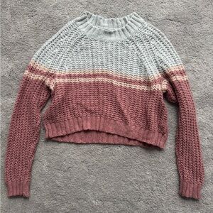 American Eagle Outfitters Women's Knit Sweater - Gray and Pink